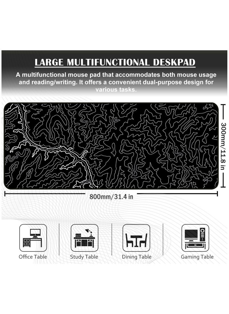 Large Mouse Pad 800x300mm Extended Mouse Pad Non-Slip Rubber Base Gaming Mouse pad Office Mouse Mat Smooth Cloth Surface Desk Mat Keyboard Pads for Computers, Topographic Canyon