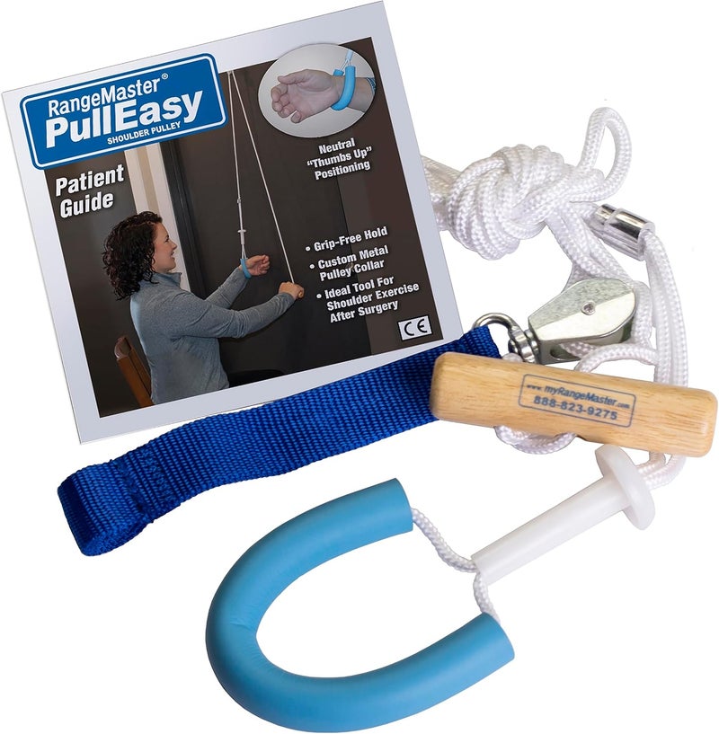 RangeMaster PullEasy Shoulder Pulley with Patient Guide│Physical Therapy Shoulder Pulley │ Aids with Shoulder Surgery Recovery │ Grip-Free Hold │Web Strap Door Attachment - Image 1