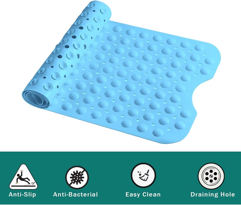 GVTECH Non-Slip Bath Mat with Suction Cups, GVTECH 100x40cm/40x16in Extra Long Bathtub Mats | Anti-Mould, Machine-Washable, Latex-Free | Shower Mat Ideal for Elderly & Children (Blue) - Image 4