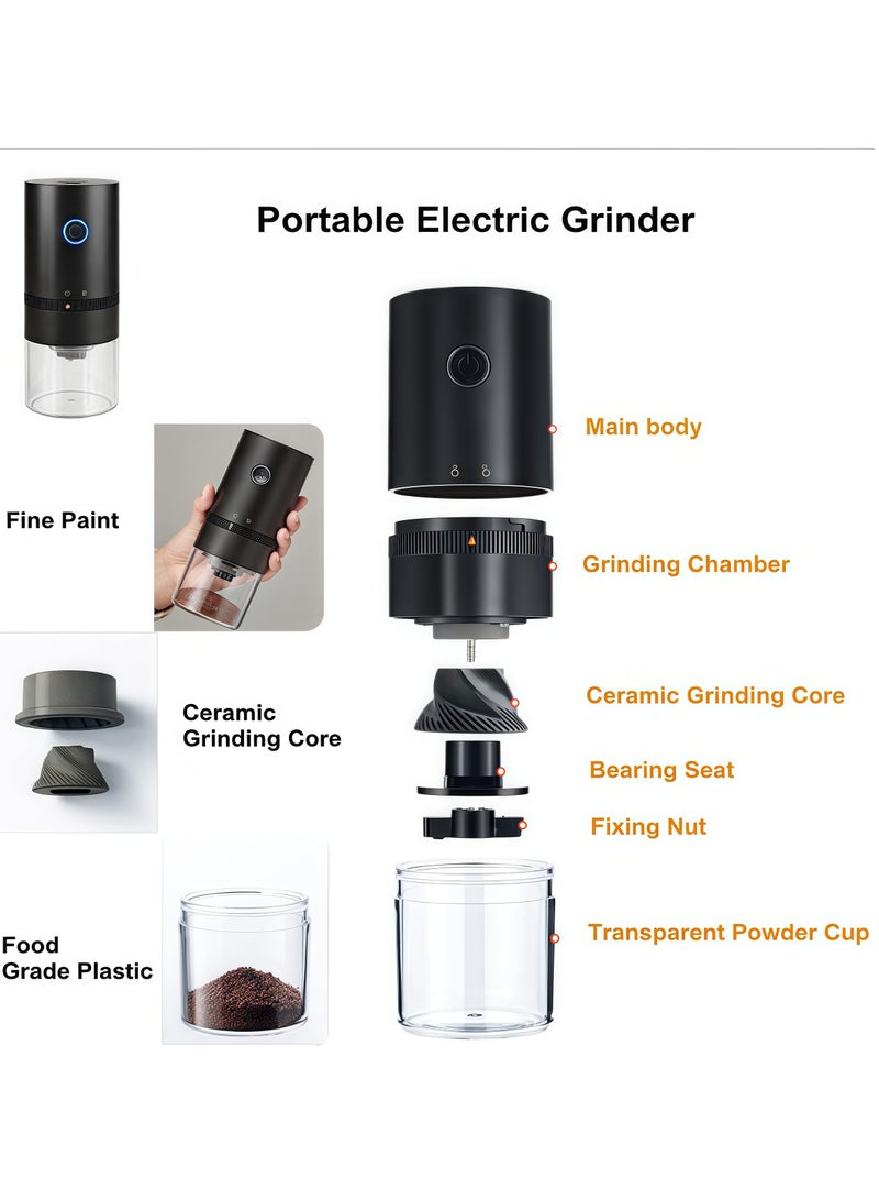 Portable Electric Coffee Grinder - USB-C Rechargeable, Compact Travel Coffee Bean Grinder, Adjustable Coarseness, Strong Stainless Steel Blades, Cordless, Great for Espresso, Spices and Nuts  - Image 3