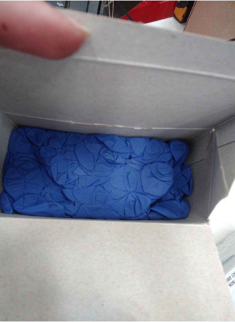 Multi-use blue rubber gloves or gloves without powder, a package containing 100 pieces, to keep hands clean for home, cleaning, work, and clinics for doctors and nurses