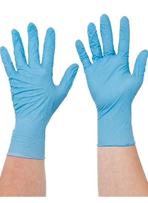 Multi-use blue rubber gloves or gloves without powder, a package containing 100 pieces, to keep hands clean for home, cleaning, work, and clinics for doctors and nurses