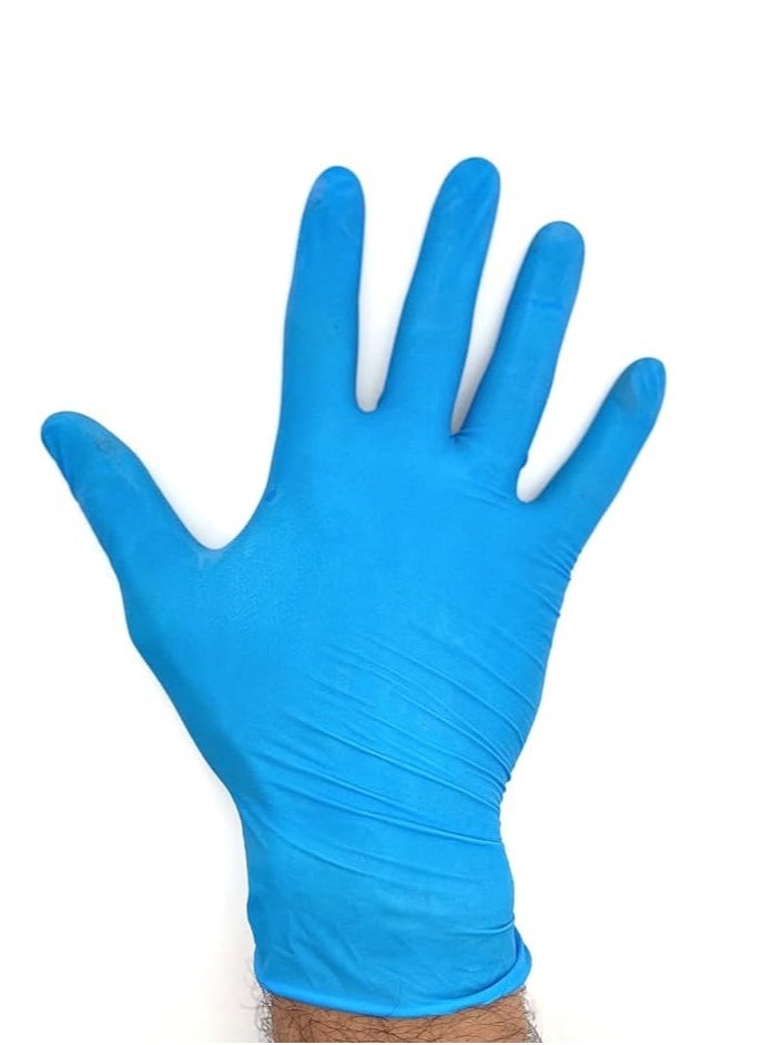 Multi-use blue rubber gloves or gloves without powder, a package containing 100 pieces, to keep hands clean for home, cleaning, work, and clinics for doctors and nurses