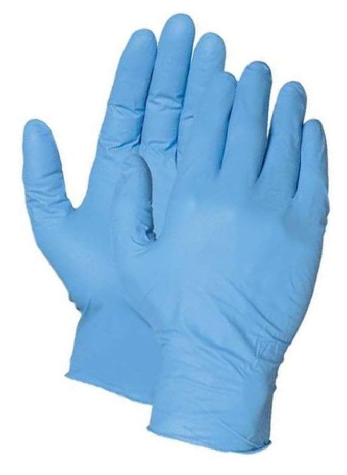 Multi-use blue rubber gloves or gloves without powder, a package containing 100 pieces, to keep hands clean for home, cleaning, work, and clinics for doctors and nurses