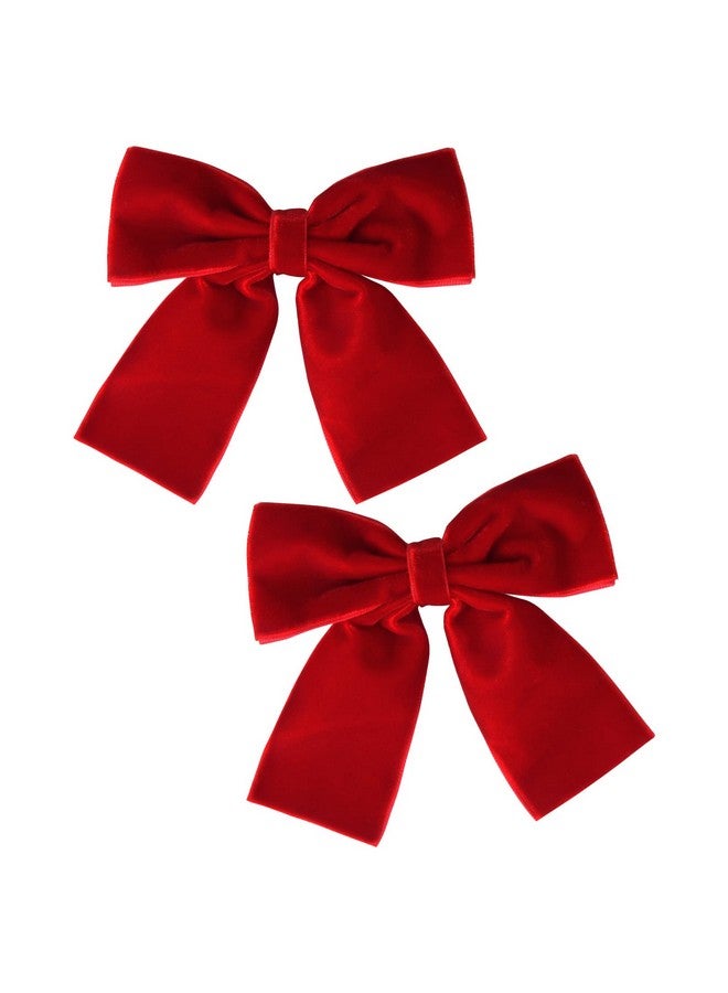 Aileam 2Pcs Velvet Hair Bows Red Hair Ribbon Clips 4" Big Fall Alligator Clips Hair Accessories For Women Girls Toddlers Kids Baby - Image 1