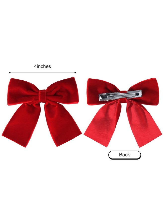 Aileam 2Pcs Velvet Hair Bows Red Hair Ribbon Clips 4" Big Fall Alligator Clips Hair Accessories For Women Girls Toddlers Kids Baby - Image 2