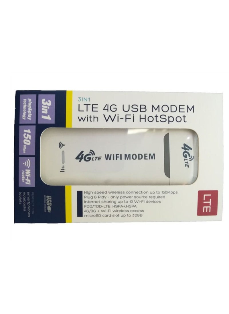 Captaintech - Portable USB Wifi Dongle 4G USB Modem WiFi Router USB Dongle 150Mbps with SIM Card Slot Car Hotspot Pocket Mobile WiFi - Image 1