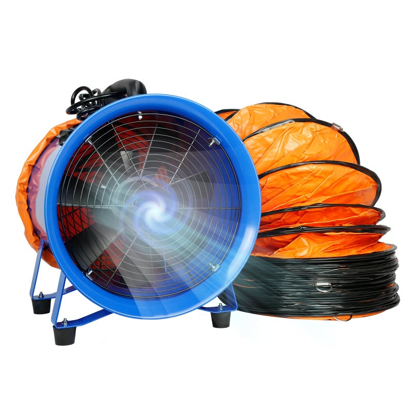 Warsun WARSUN Utility Blower 520W 12inch Exhaust Axial Fan 4100 m3h High Velocity Portable Extractor Fan with 33Ft Duct Hose Portable Ventilator for Exhausting Ventilating at Home or Workplace 370PA