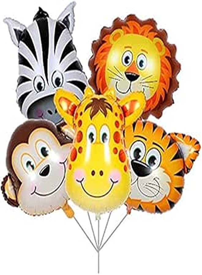 5pcs 32 Inch Tiger Lion Zebra Monkey Foil Balloons Animal Balloons for Child Birthday Party Supplies Cute Baby Shower Decorations , 2725612114553 