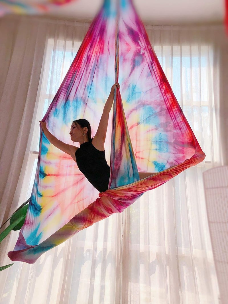 Flife Aerial Yoga Hammock 6.5 yards Premium Aerial Sling Silk Fabric Yoga Swing for Antigravity Inversion Include Daisy Chain,Carabiner and Pose Guide - Image 2
