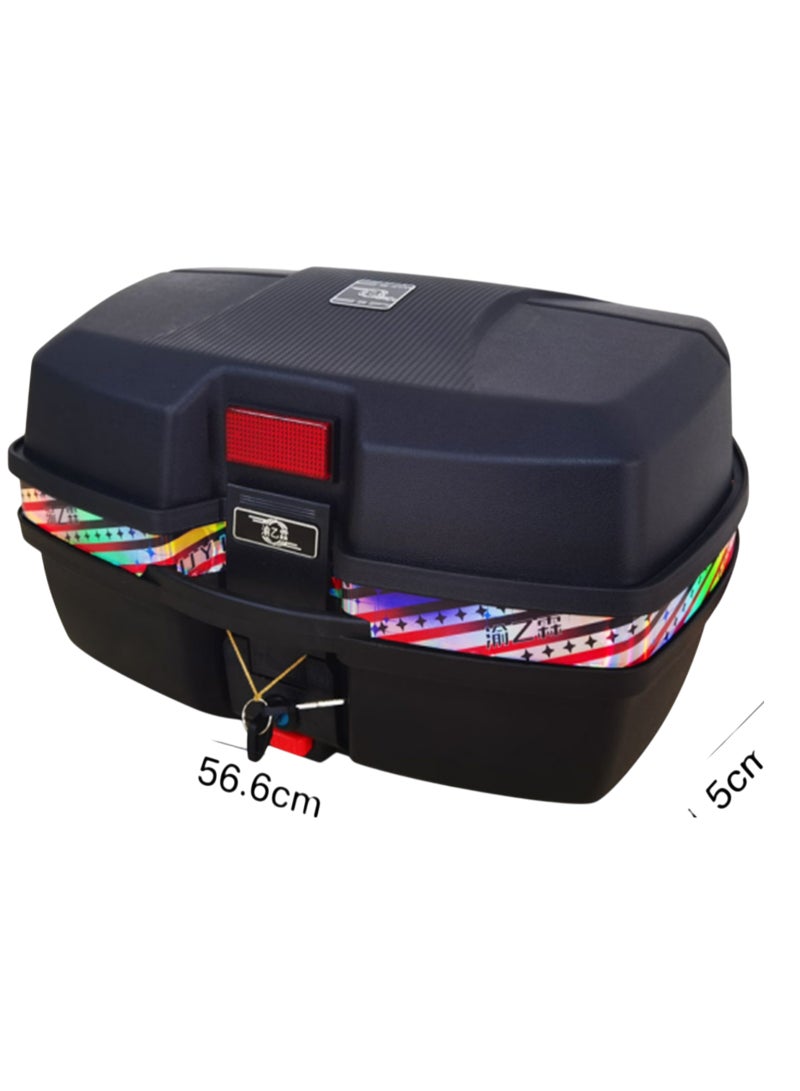 صندوق خلفي للدراجة النارية، حقيبة تخزين كبيرة مقاومة للماء مع مفتاحين