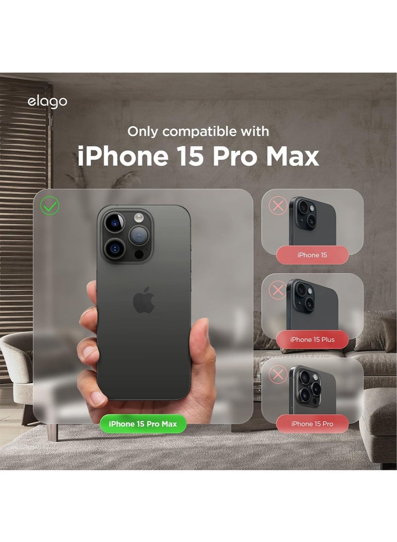 Elago Magnetic Leather for iPhone 15 Pro Max Case Cover Compatible with MagSafe, Vegan Leather, Shockproof, Water-Resistant - Black - Image 2