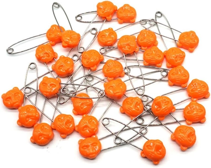 Cute Animal Tiger Baby Safety Pins Secure Clips for Fastening Baby Clothes Diaper Napkins Stainless Steel Size L 5.3CM 30PCS