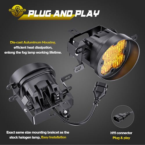 AUYICH Yellow LED Fog Lights Fits For 2012-2023 Tacoma,2014-2021 Tundra,2010-2024 4Runner,2011-2019 Toyota Sienna,2009-2016 Toyota Corolla,2008-2013 LX570(SAE Fog Lamp,Amber LED Light Kit) - Image 4