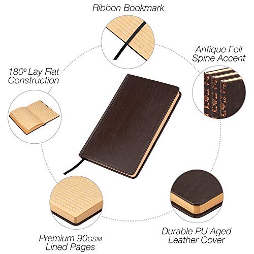 Samsill Vintage Hardcover Notebook, 200 Lined Notebook Pages, Brown, 5.25 x 8.25 Inch - Image 2