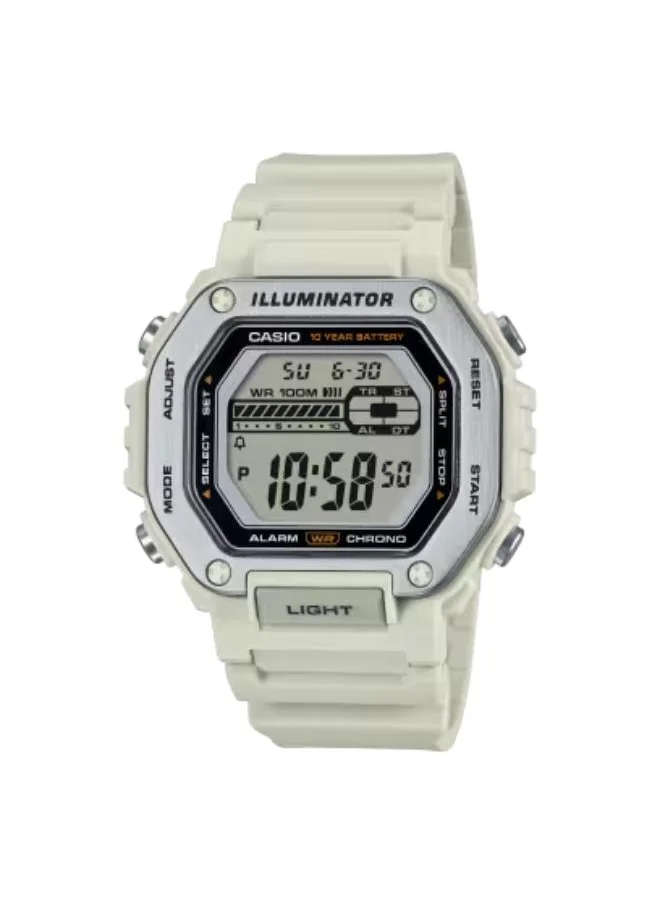 CASIO Men's Digital Display Watch With White Resin Strap - MWD-110H-8AVDF