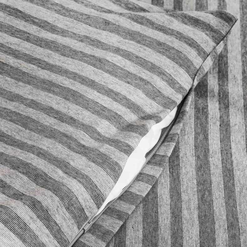 Pan Home طقم غطاء لحاف سوبر كينج من قطن الجيرسي المخطط 3 قطع 260x220 سم - رمادي - Image 5