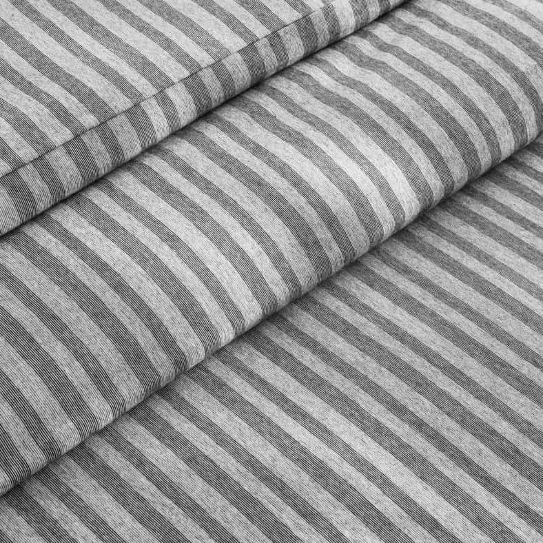 Pan Home طقم غطاء لحاف سوبر كينج من قطن الجيرسي المخطط 3 قطع 260x220 سم - رمادي - Image 4