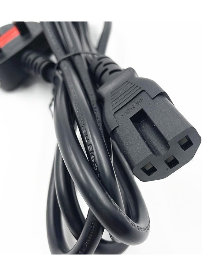 Power Supply Adapter Cord Mains Cable Lead UK Plug With Notch - IEC Socket For Cisco/Switches/PC/Monitor/Server (1.5M) Black - Image 2