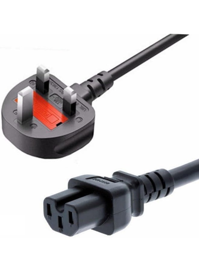 Power Supply Adapter Cord Mains Cable Lead UK Plug With Notch - IEC Socket For Cisco/Switches/PC/Monitor/Server (1.5M) Black - Image 3