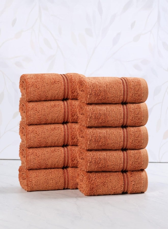 Superior Egyptian Cotton Face Towel/Washcloth Set, Small Towels for Home Bathroom, Master Bath, Decor Essentials, Quick Dry, Absorbent, Spa, Hotel, Resort, Adult, Kids, Set of 10, Caramel Brown - Image 1
