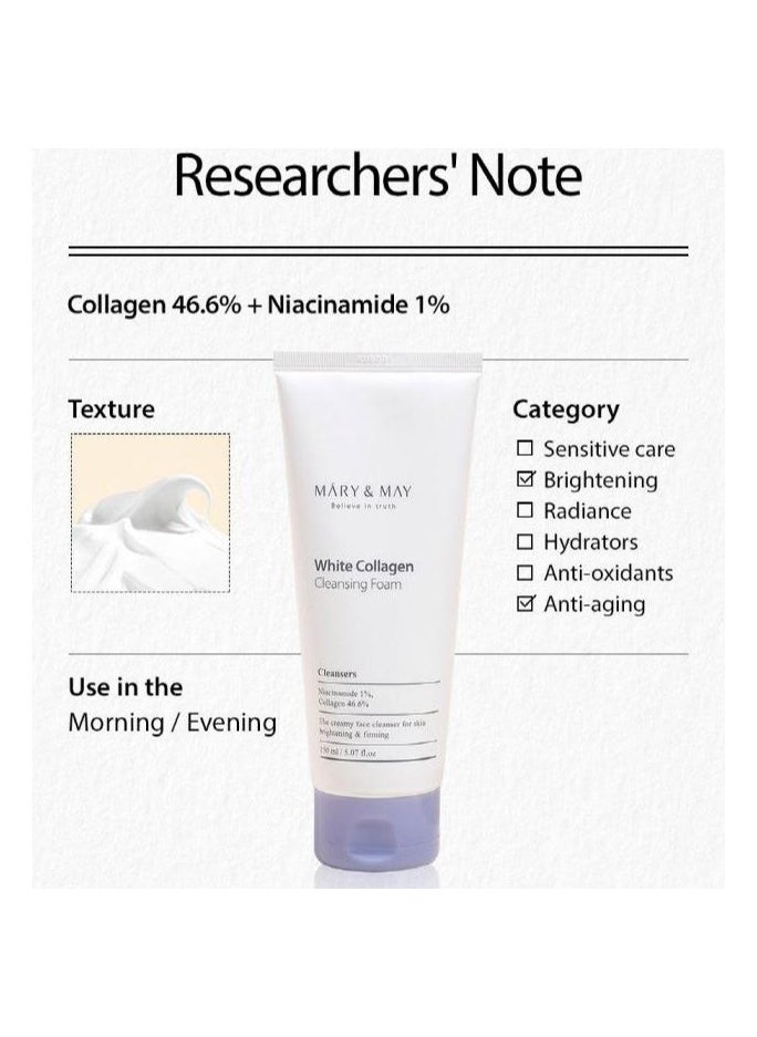 MARY & MAY Mary&May White Collagen Cleansing Foam 150 ml  - Image 4