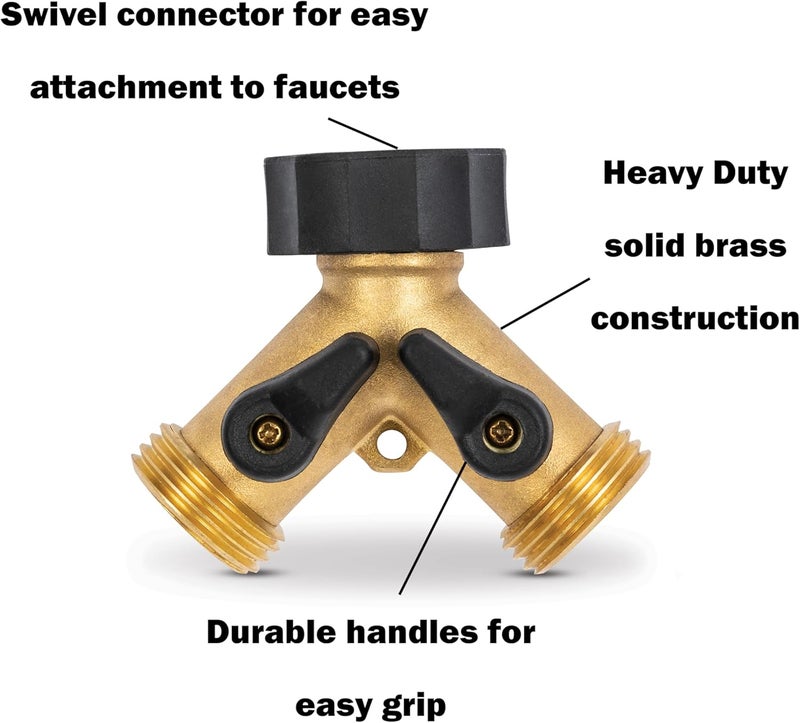 Gilmour Brass Double Hose Connector - 2-Way Garden Hose Adapter - Image 4
