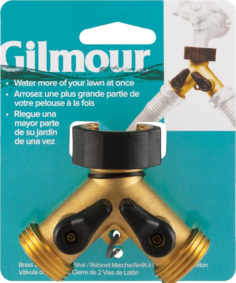 Gilmour Brass Double Hose Connector - 2-Way Garden Hose Adapter - Image 2