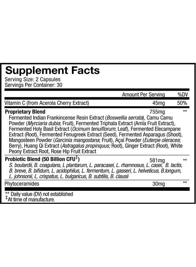 Codeage Skin Probiotics + Prebiotics Skin Care Routine Supplement 50 Billion Cfu Ayurvedic Botanical Herbs Face Probiotics Shelf Stable Cleanser Nongmo Vegan 60 Capsules - Image 3