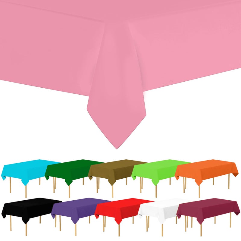 Amcrate Rectangular Plastic Pink Reusable Tablecloth Cover - Ideal for Weddings  Partys  Birthdays  Dinners  Lunchs  Or for Any Tableware Use  (54"" x 108"") - Image 1
