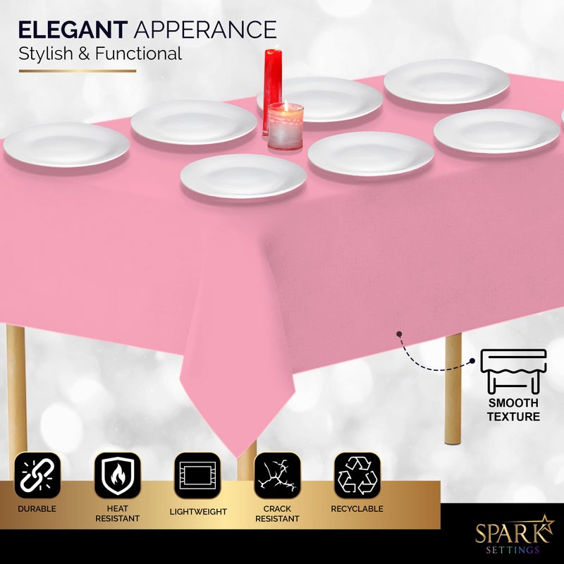 Amcrate Rectangular Plastic Pink Reusable Tablecloth Cover - Ideal for Weddings  Partys  Birthdays  Dinners  Lunchs  Or for Any Tableware Use  (54"" x 108"") - Image 3