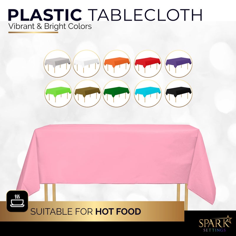 Amcrate Rectangular Plastic Pink Reusable Tablecloth Cover - Ideal for Weddings  Partys  Birthdays  Dinners  Lunchs  Or for Any Tableware Use  (54"" x 108"") - Image 2