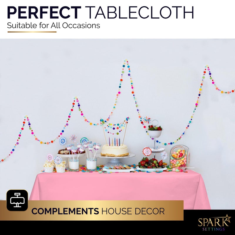 Amcrate Rectangular Plastic Pink Reusable Tablecloth Cover - Ideal for Weddings  Partys  Birthdays  Dinners  Lunchs  Or for Any Tableware Use  (54"" x 108"") - Image 4