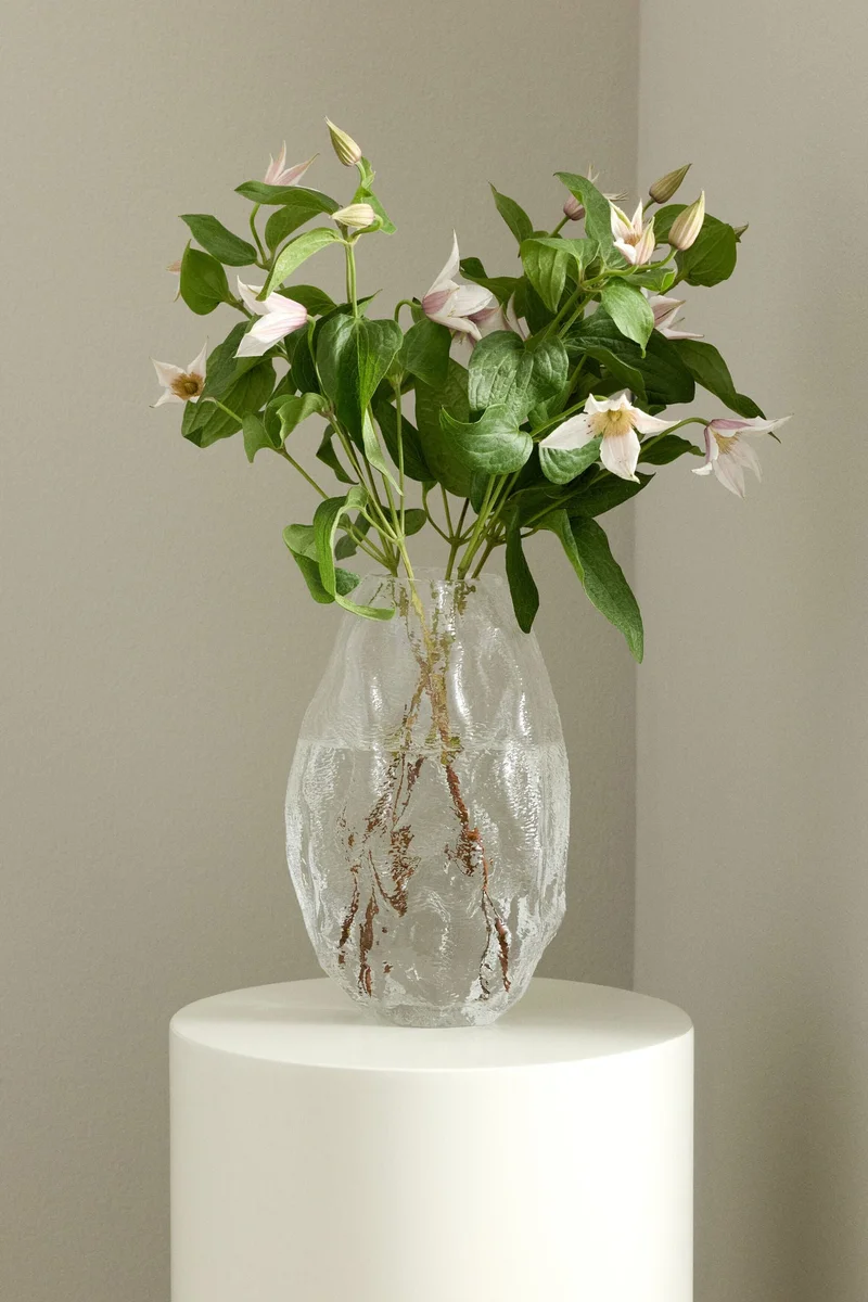 اتش اند ام مزهرية زجاجية مزخرفة