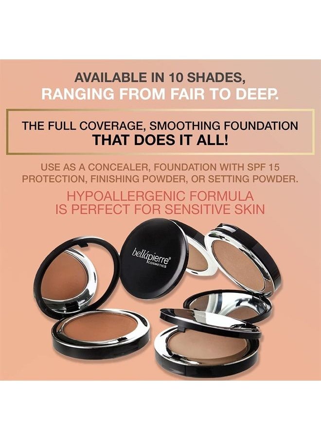 BellaPierre Compact Mineral Foundation SPF 15 | Vegan & Cruelty Free | Full Coverage | Hypoallergenic & Safe for All Skin Types | Oil & Talc Free - 0.35 Oz - Brown Sugar  - Image 2