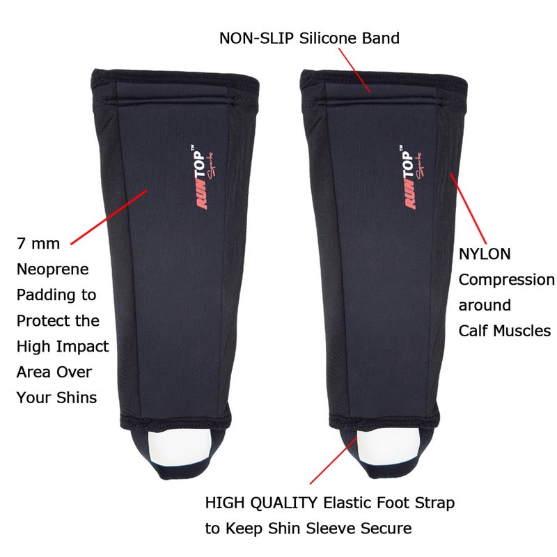 RUNTOP Shin Sleeves Guards for Rope Climbing Deadlifting Weightlifting Powerlifting Cross Fitness Training Box Jumping Leg Calf Support Men Women (7mm Black-Pair, L) - Image 2