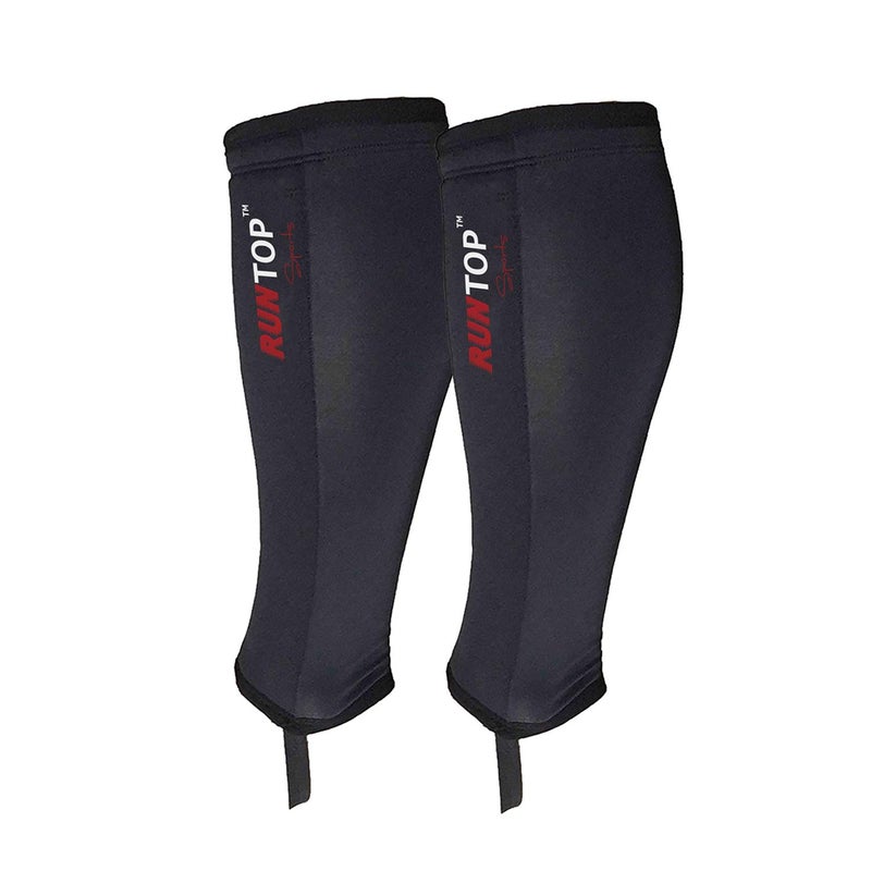 RUNTOP Shin Sleeves Guards for Rope Climbing Deadlifting Weightlifting Powerlifting Cross Fitness Training Box Jumping Leg Calf Support Men Women (7mm Black-Pair, L) - Image 1
