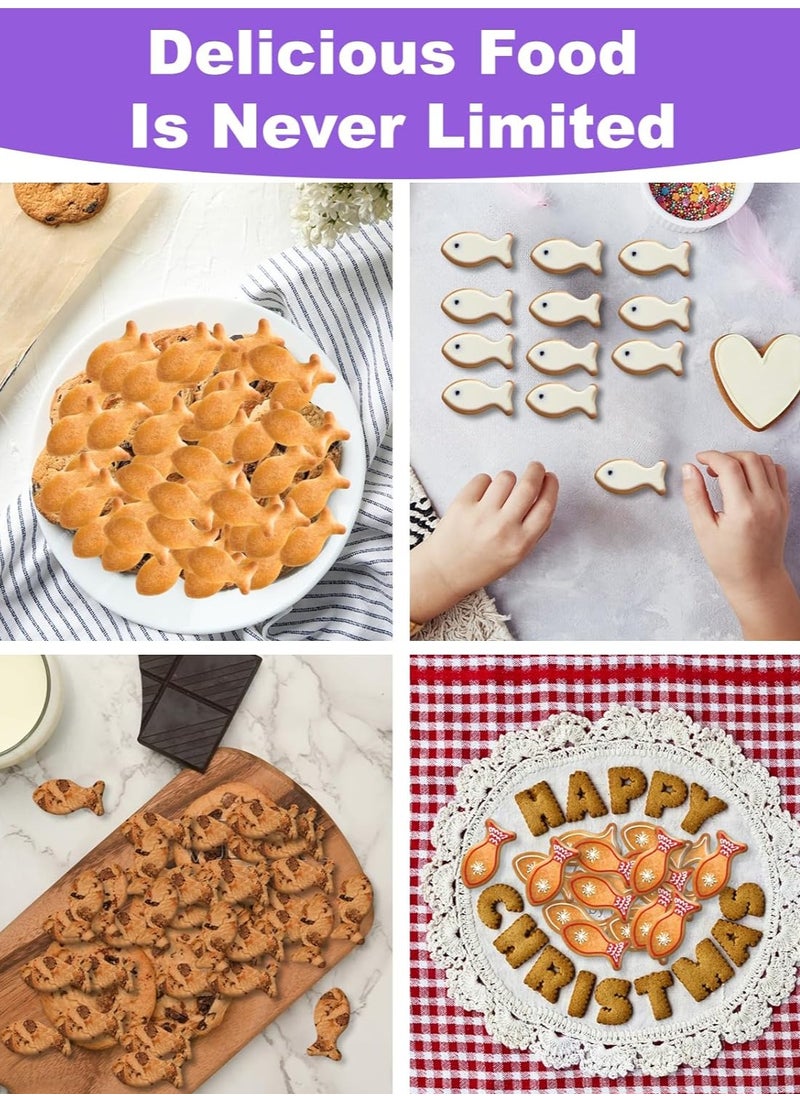 KASTWAVE Fish Cracker Cookie Cutter, Biscuit Cutters, 25Pcs Mini Fish Biscuit Cutter, Gold Fish Cutter for Crackers, Plastic Tiny Treats Baking Mold For Fish Shaped Foods for Children Boys Girls  - Image 2