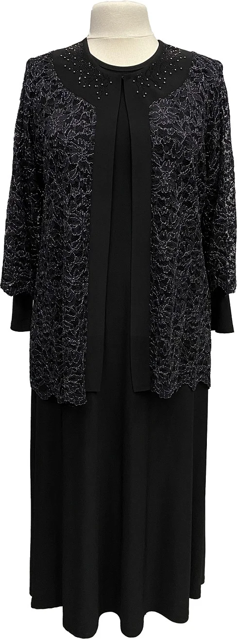 حسنة Black Nimet Jacket Dress Mother Evening Dress Suit