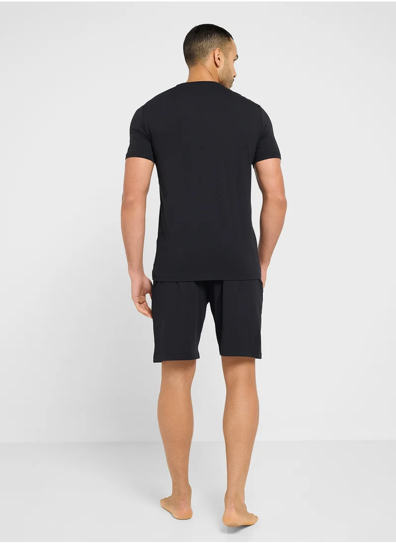 EMPORIO ARMANI Crew Neck T-Shirt & Logo Band Shorts