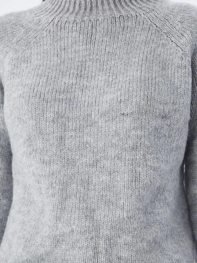 Mixray Grey MIXRAY Women's Cropped Textured Knit Sweater for Women | Best Price UAE