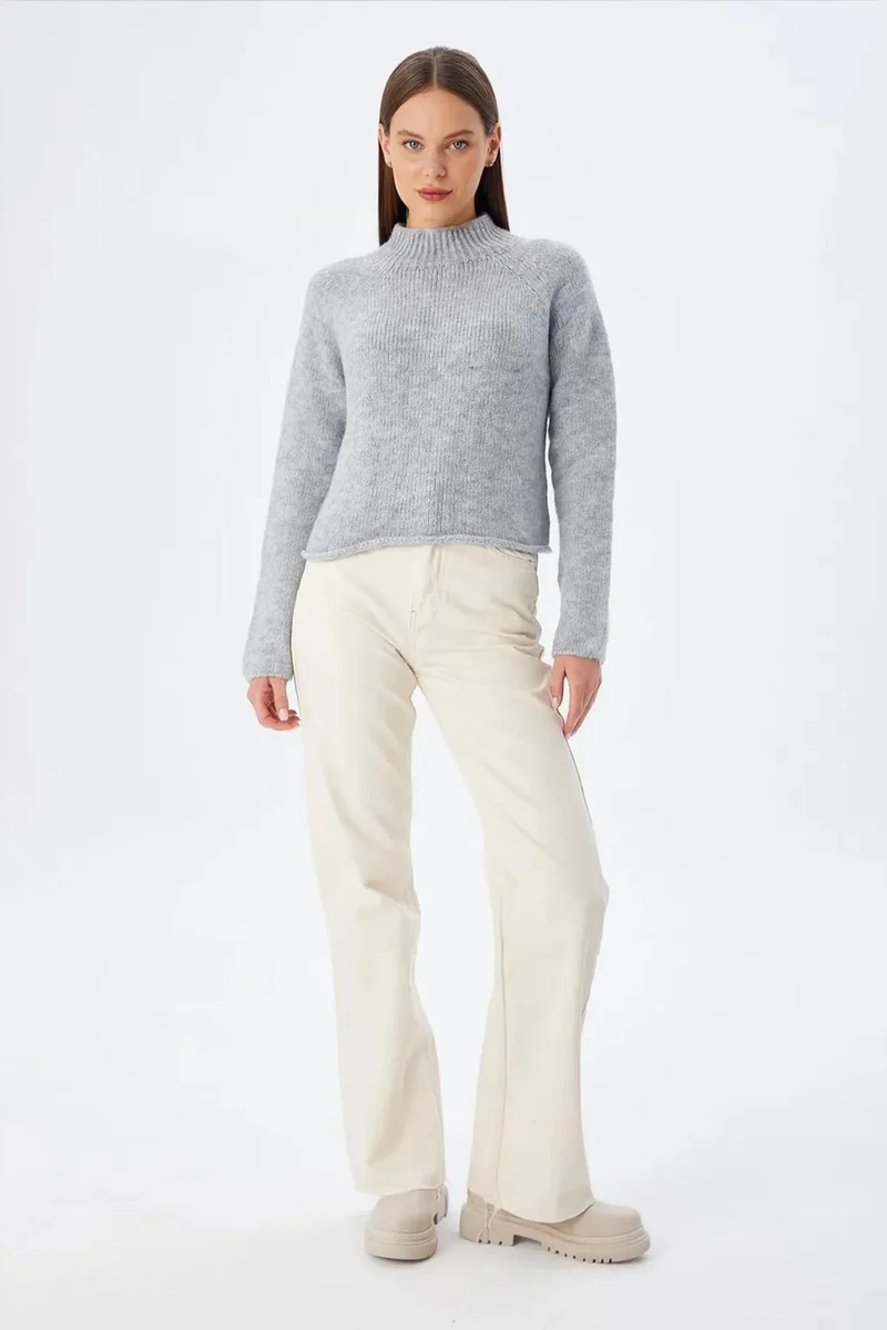 Mixray MIXRAY Women's Cropped Textured Knit Sweater