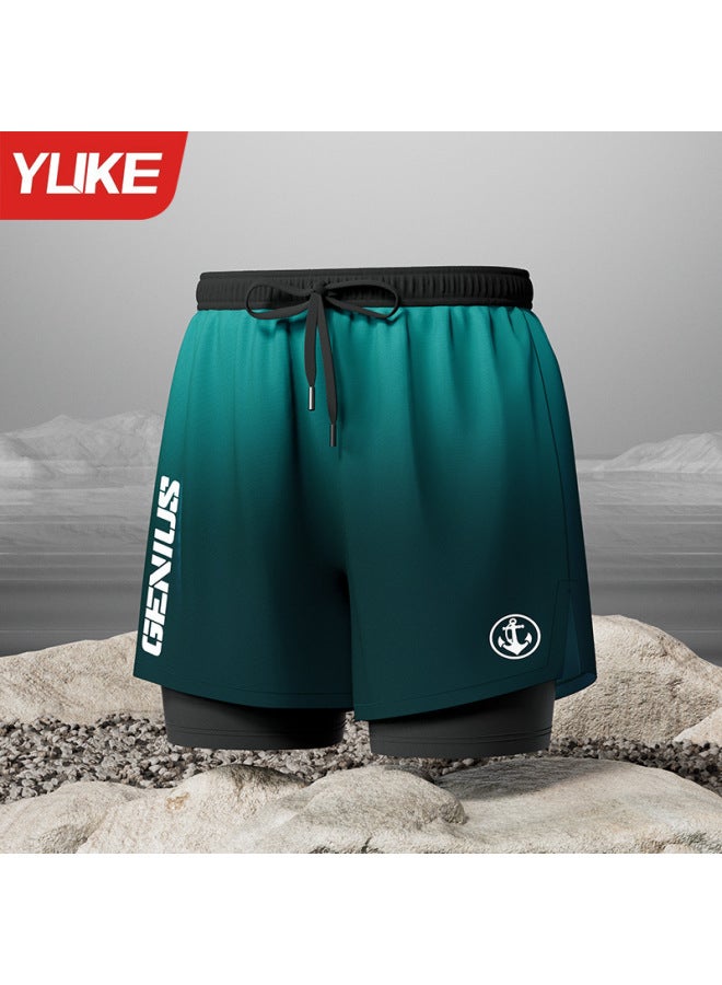 Swimming Trunks Men's Adult Youth  New Hot Spring Double-layer Anti-embarrassment Men's Swimming Trunks Swimming Suit
