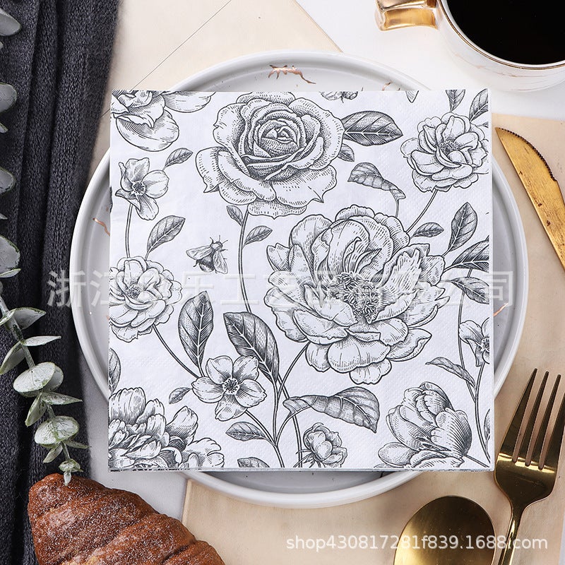 Supply Spot New Leaves Color Printing Napkin Paper Towel Western Restaurant Bakery For Facial Tissue - Image 1