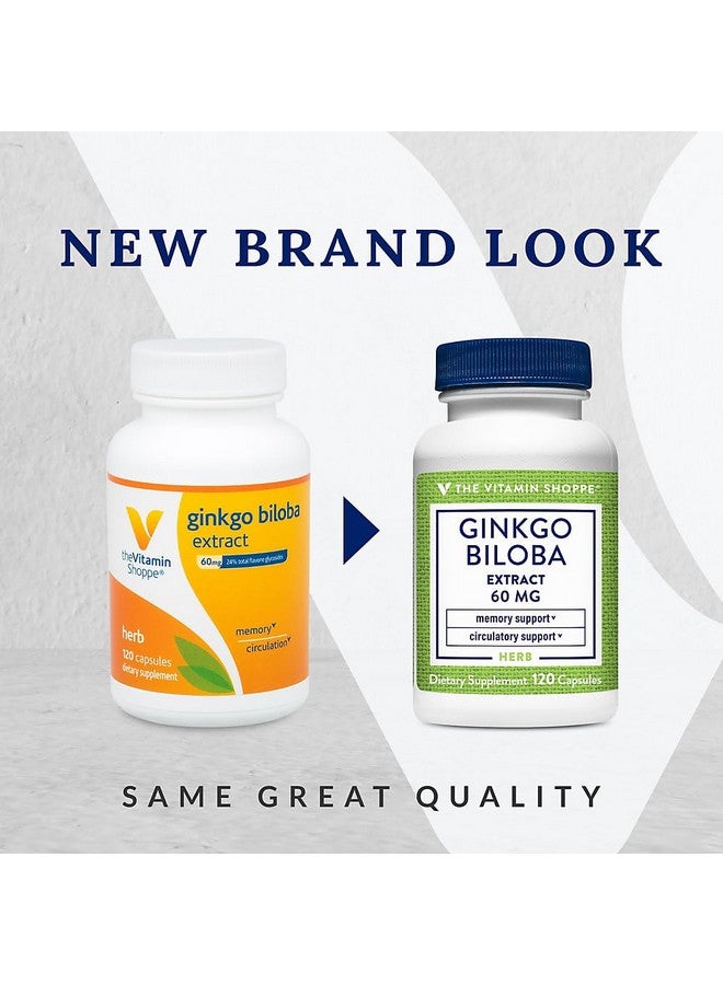 The Vitamin Shoppe Ginkgo Biloba Extract 60MG & 24% Ginkgo Flavonolglycosides, Supports Memory & Circulation, Healthy Aging Herbal Supplement (120 Capsules) - Image 3