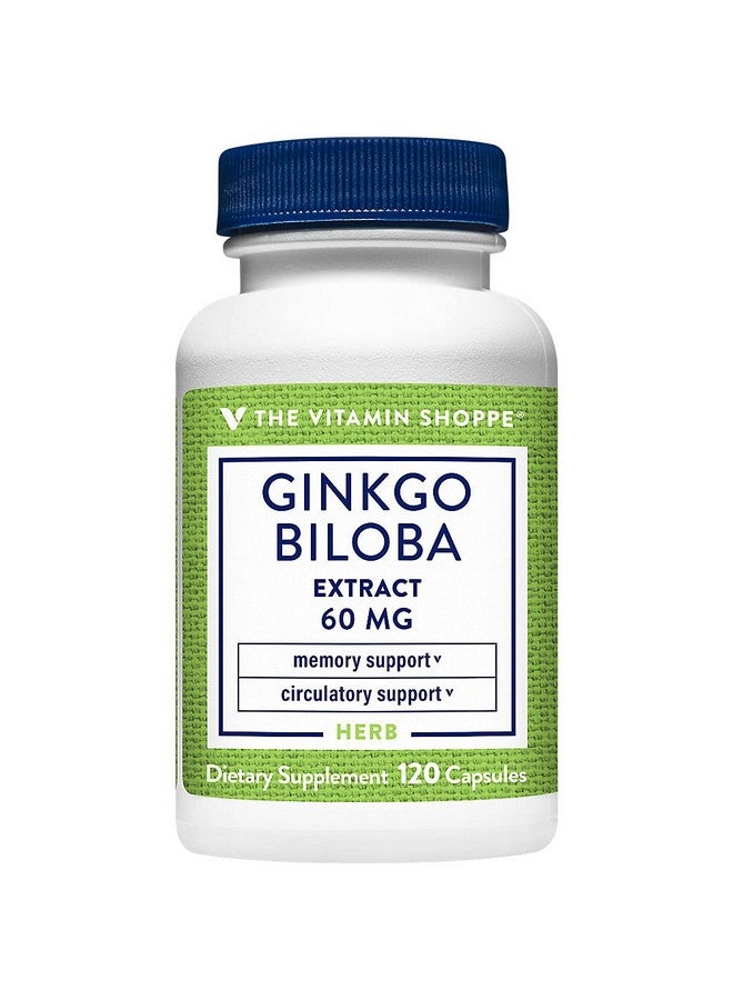 The Vitamin Shoppe Ginkgo Biloba Extract 60MG & 24% Ginkgo Flavonolglycosides, Supports Memory & Circulation, Healthy Aging Herbal Supplement (120 Capsules) - Image 2