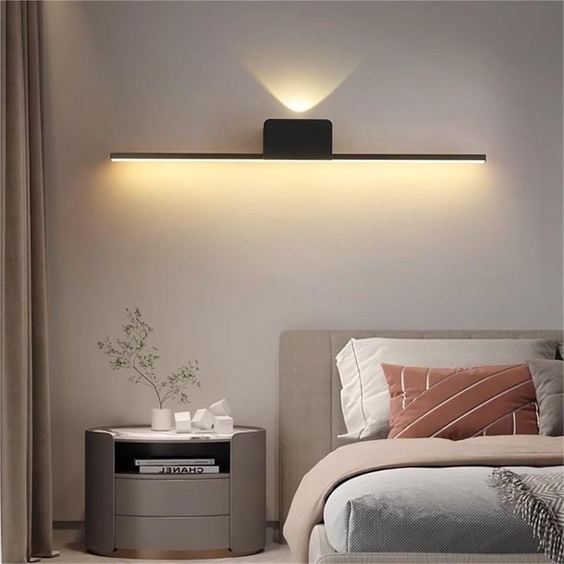 LED Wall Light, Modern LED Mirror Light Black White Decoration Wall Bedroom Dressing Table Lighting Equipment Indoor Home Decor Lamps,Modern Wall Lamp(White Light,Black-55cm) - Image 3