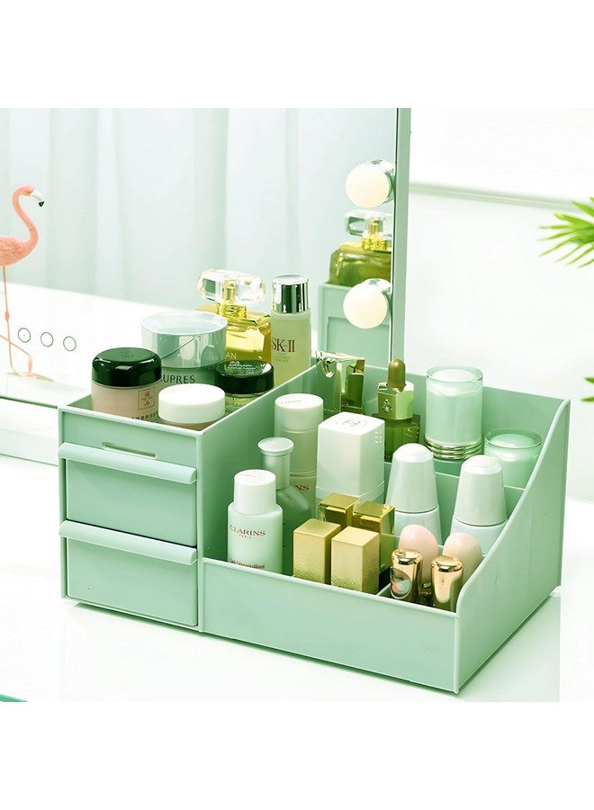 House of Quirk Makeup Organizer with 3 Drawers Plastic Storage for Vanity Cosmetic Display Cases Large Capacity ((Green)) - Image 2