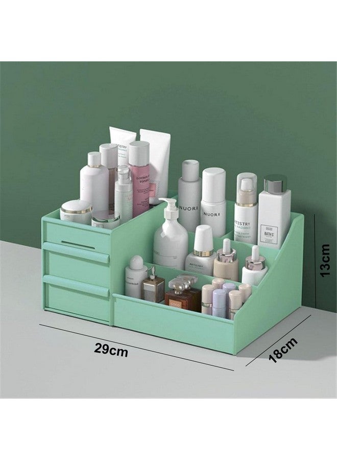 House of Quirk Makeup Organizer with 3 Drawers Plastic Storage for Vanity Cosmetic Display Cases Large Capacity ((Green)) - Image 3