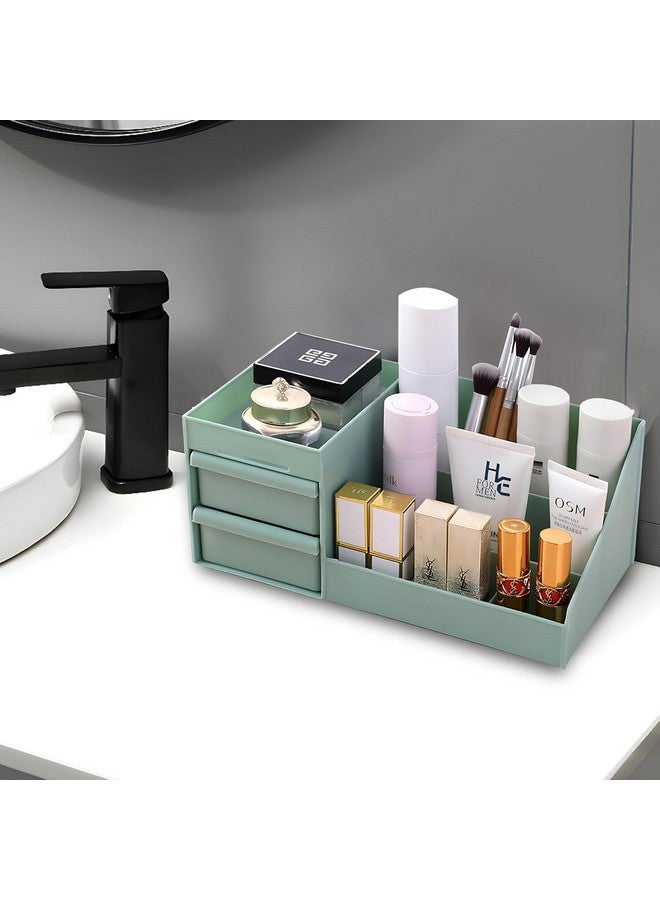 House of Quirk Makeup Organizer with 3 Drawers Plastic Storage for Vanity Cosmetic Display Cases Large Capacity ((Green)) - Image 4